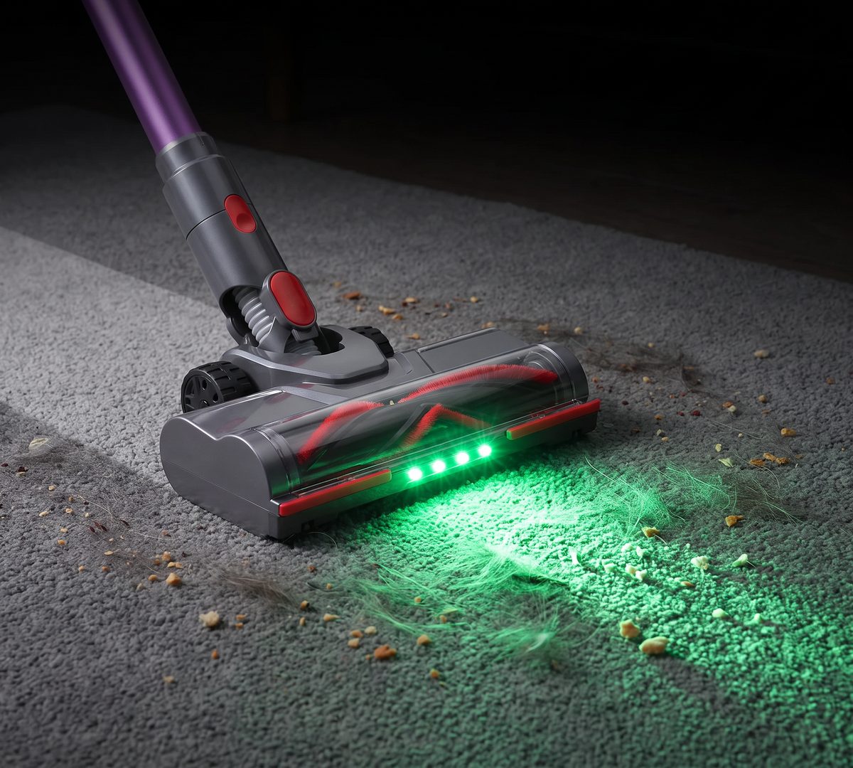 Polaro V16 anti-tangle floor brush with green LED