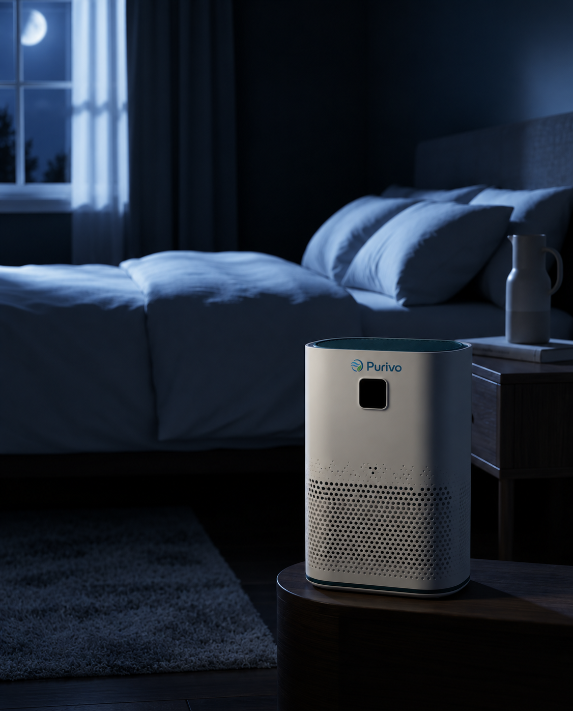 Purivo dans une chambre la nuit